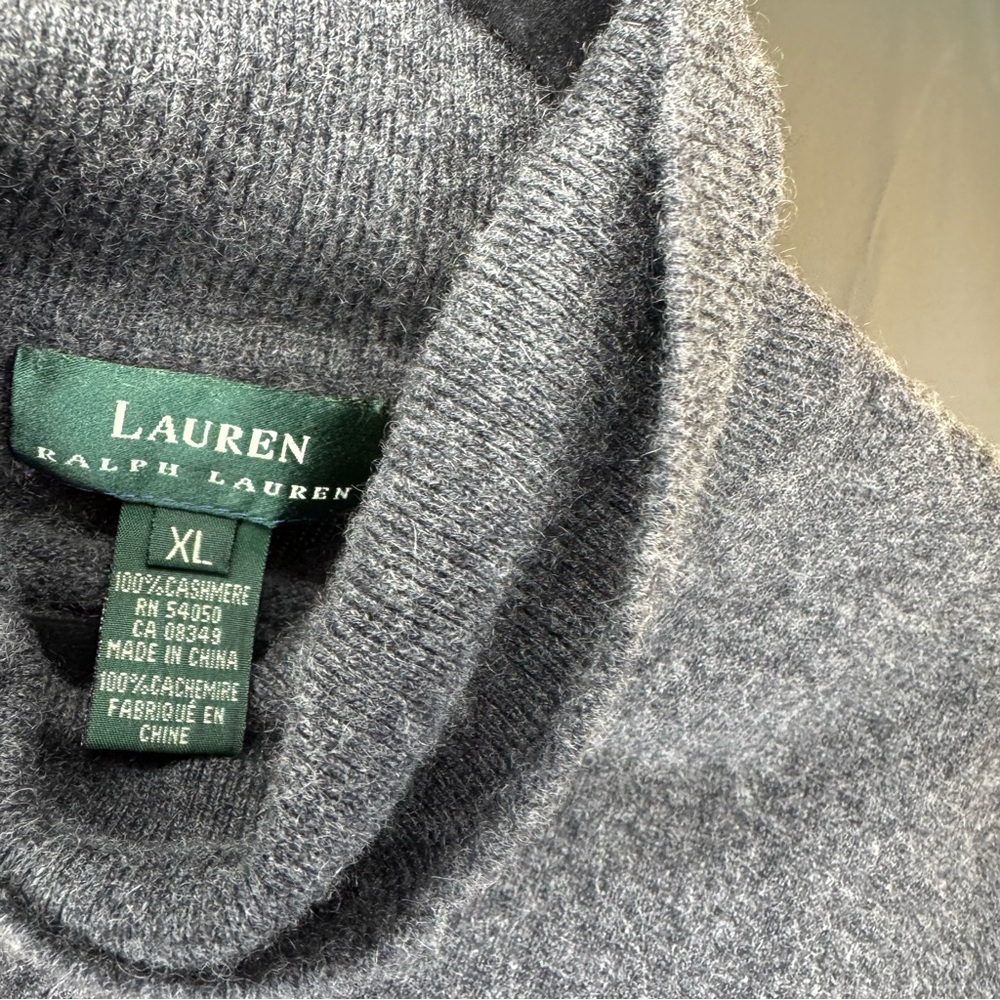 Lauren Ralph Lauren Gray Cashmere Cowl Neck Sweater